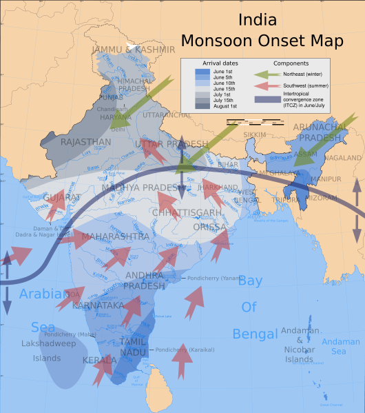 Photo Credit:http://commons.wikimedia.org/wiki/File:India_southwest_summer_monsoon_onset_map_en.svg