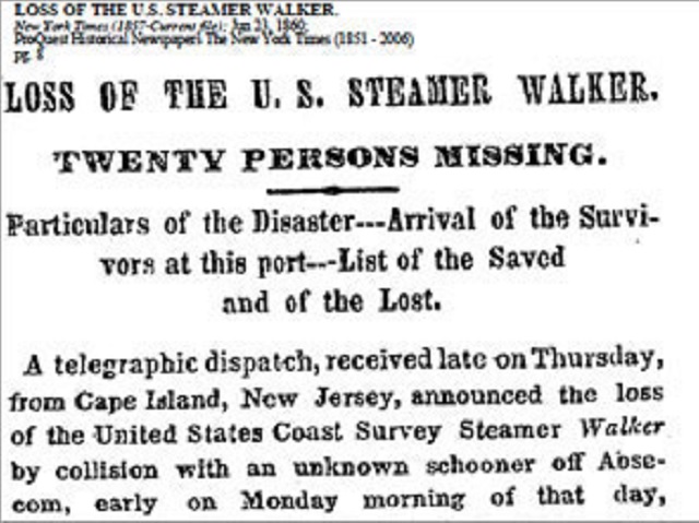 New York Times reports a lost ship in 1860
