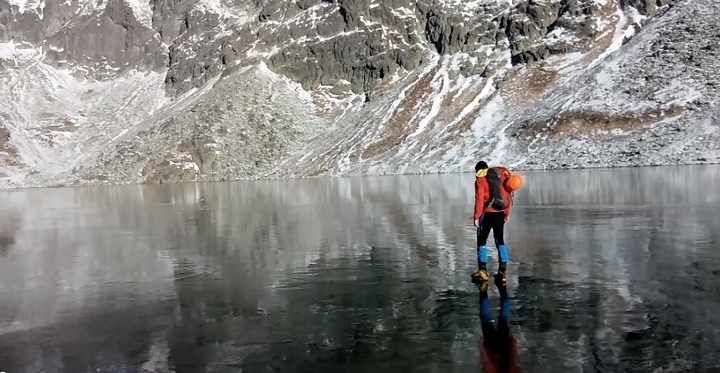 Thomas Nunuk Walking On Clean Ice in Slovakian Mountains