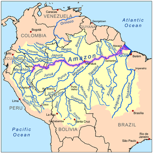 Amazon river map, Photocredit:wikipedia