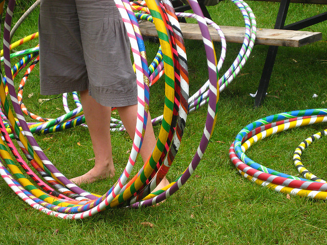 All colorful hula hoops