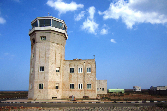 The airport tower at socotras that was built after 1999