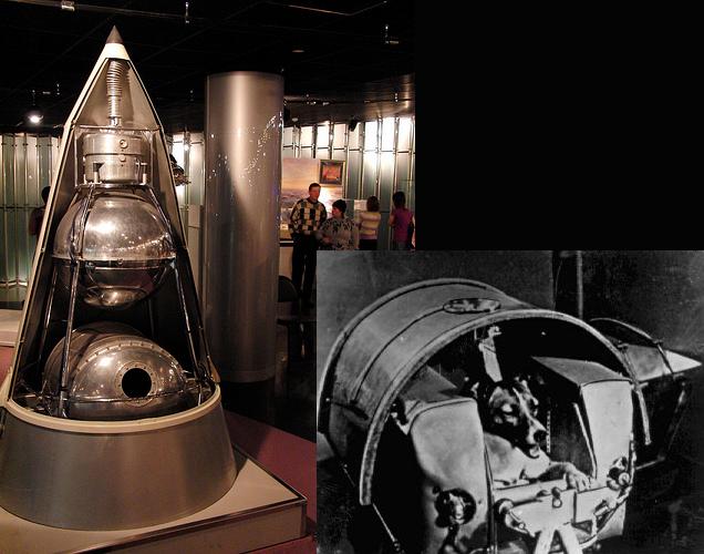 Sputnik 2(left), Laika, the dog(right)