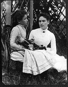 Helen Keller with Anne Sullivan in July 1888