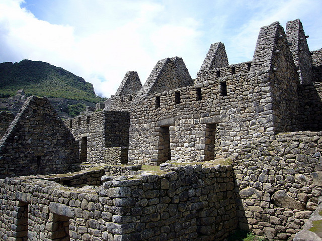 Huge stone huts at Machu Picchu