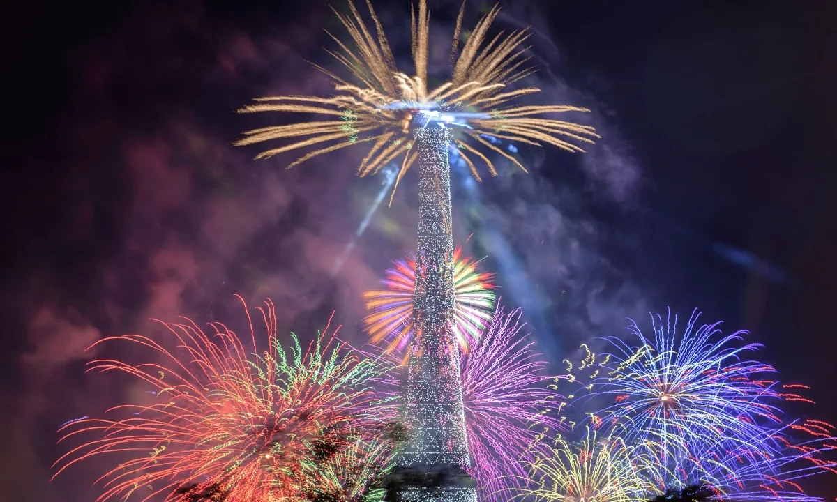Eiffel Tower fireworks at Bastille Day